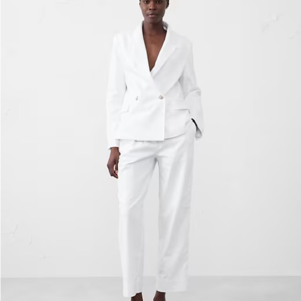 TAPERED LINEN-BLEND PULL-ON PANT